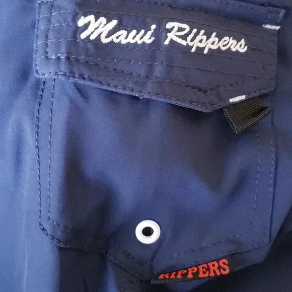 Maui Rippers Large Navy Blue Midrise 4-Way Stretch Boardshorts Swim - Picture 8 of 10